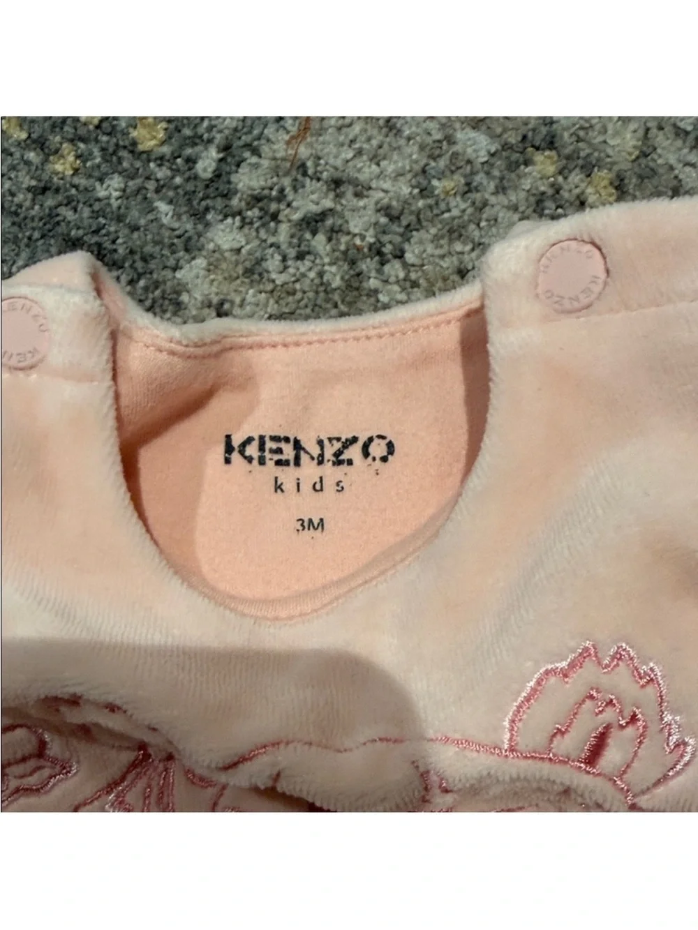 Kenzo Kids Pink Velour Baby Romper
